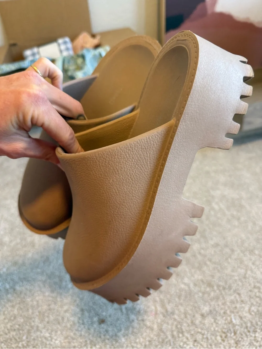 Jeffrey Campbell Chunky Platform Mule Clogs in Tan - Picture 3 of 4